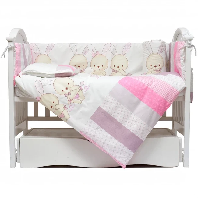 Постільний комплект 7 ел Twins Dolce Друзі зайчики 4060-D7-002, pink